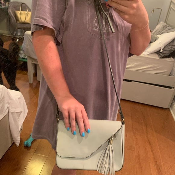 Light Blue/Grey Genuine Italian Leather Purse - Picture 2 of 4